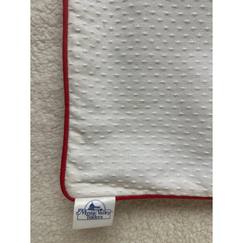 Mystic Valley‎ Traders Pillow Shams Navy White Red Buttons Quilted Set of 2